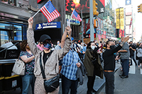 Election celebrations in Times Square, New York, Richard Moore